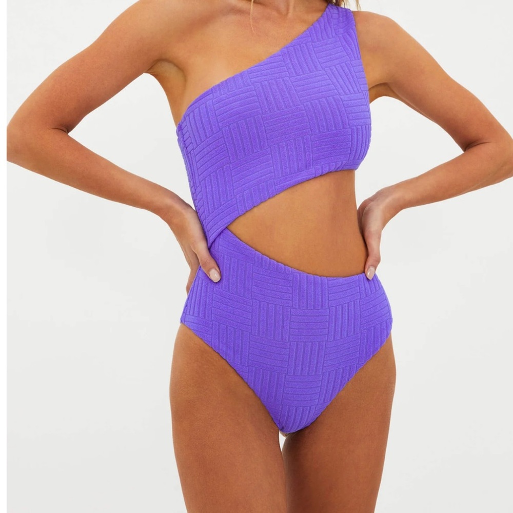 Beach Riot Purple One Shoulder Cutout One Piece